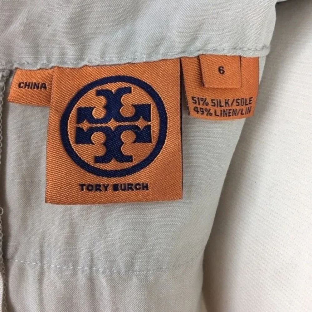 Vintage Tory Burch Silk Linen Blend Embellished Tank Top